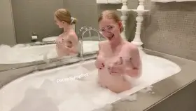 Playing with my itty bitty titties in the bath 💦