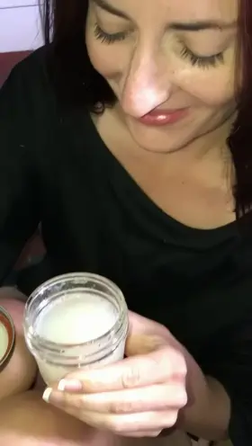 Obedient milf gargle defrosted cum and swallow