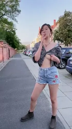 Smoking and flashing on the street ;)
