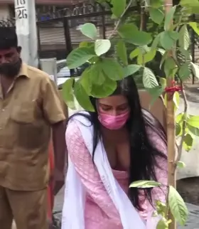 Niharica Raizada - Nice cleavage during a tree planting campaign