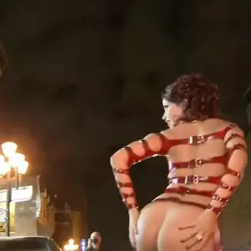 Showing off her butt in public