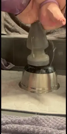Exploding with cum while fucking my huge plug, then cumming again 2 minutes later while riding my massive triple cock dildo.
