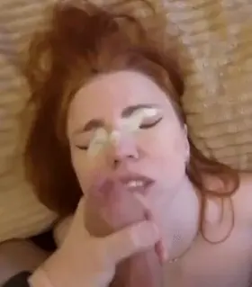 Redhead receives a thick load