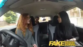 Fake Driving School readhead teen and busty MILF creampie