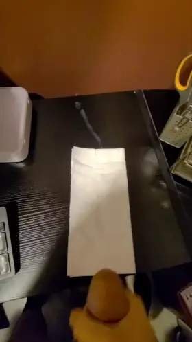 One bukkake 💦💦 shot over the desk and hit the wall 🎯