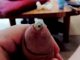 Bit of Peehole fun. Playing Peek-a-Boo with my 120mm long, 9/10mm Hegar sound. 9mm end first.