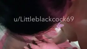 Asian beauty sucking the juice out of black cock