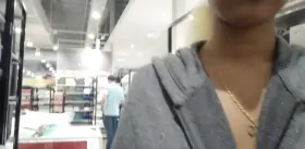 Only wearing a Hoodie with my Tits Out (almost caught!)