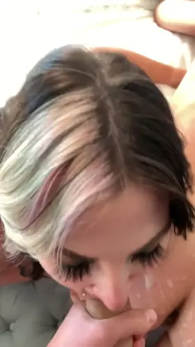 Suck out every last drop of my husband’s cum then give me a kiss to share!