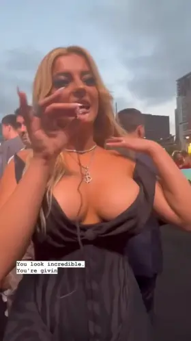 Close up of Bebe Rexha tits at the VMAs
