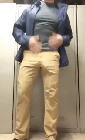 The work locker room is busy (and coed!) what would you do if you walked in?