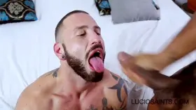 Catching Lucio Saints' load on his tongue