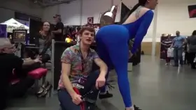 Does anyone know her name? this clip is from a Sexpo. Is she a pornstar or model. name would be helpful thank you
