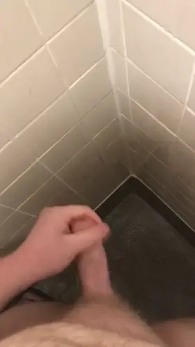 My thick cock blew a huge load in the shower!