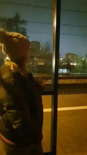Flashing Huge Tits at tram stop (Cukierkowa Zgrywuska)