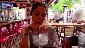 Playing with my pussy under the table while out to dinner