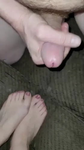 Finally got to cum all over her sexy feet