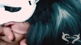 Masked girl shows DT skills