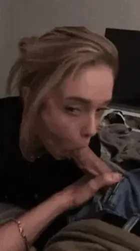 My stepsister gives me a quick blowjob while our parents are in the kitchen