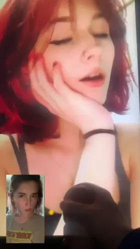 pretty face watching herself get covered in cum