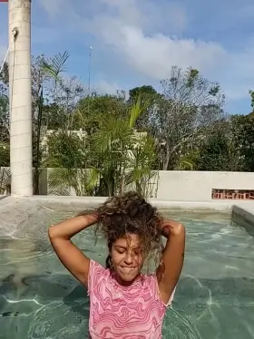 Surprise by the pool