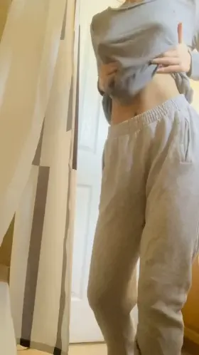 Sweatpants teen titty drop