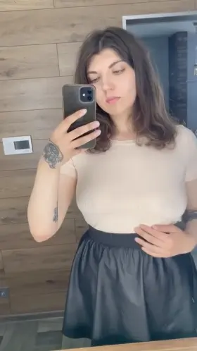 This fuckdoll loves leather skirt