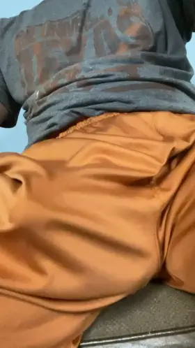 Jumping up and down stretching out the shorts for some attention