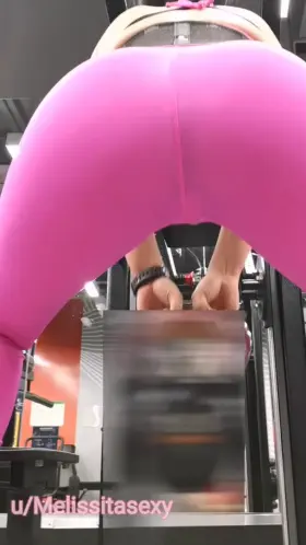 In pink at the gym