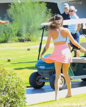 Roxanna upskirt for lucky golfers