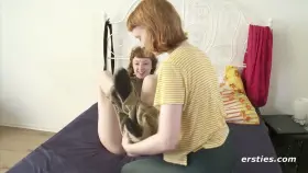 Blindfolded clothing removal.