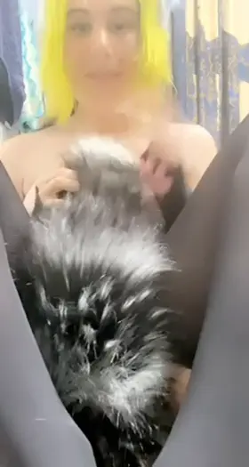 New tanuki tail!! Big floof!! Anyone wanna pet it??:3