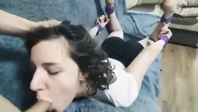 Her first bondage blowjob