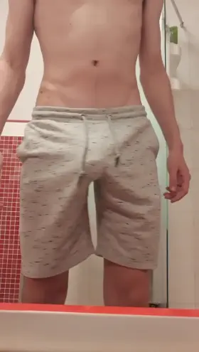 Grey sweatpants are nice but I prefer no clothes