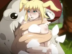 Girl gets used by a big mushroom monster and seems to love it