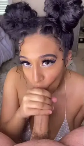Can I suck your white like this as you stare into my pretty brown eyes?