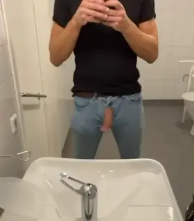 Just playing with my meat on a public toilet