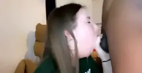 White girl gags and spits all over BBC