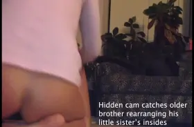 Tiny amateur gets her insides slammed by older brother