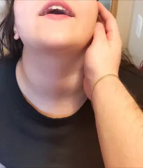 Daddy caressing me while my mouth is full of his cum 🥰