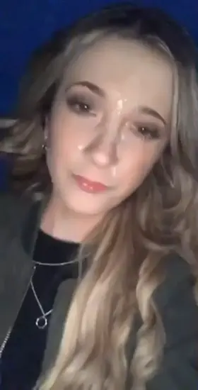 Made him cum on my face in public, then walked home with the facial 😋