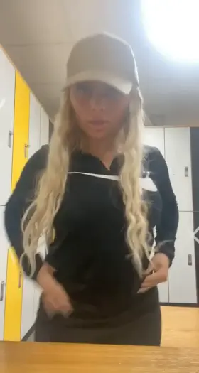 Bliss showing off her body at the gym