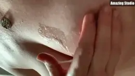 My kitty spits cum into her hand, and caresses her nipples. She is a naughty MILF.