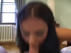 Stroking and slurping leads to lapping up cum, so much fun