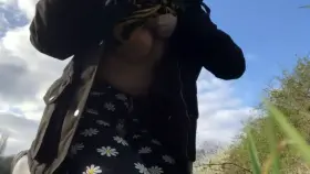 Flashing my cute innie nips in public!