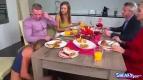 Ivana Gives Stepbro A Sneaky Blowjob Under The Table