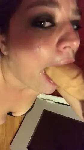 Gag me harder! Make me messy please :) cum play with me :)