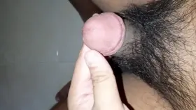 Asian hairy penis cumshot