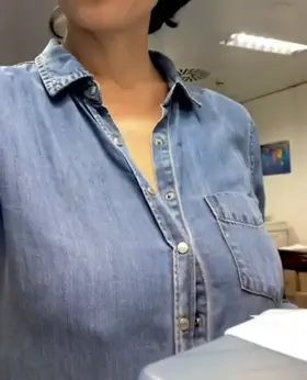 [Gif] flashing her huge boobs in the office