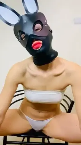 My bad pretty bunny latex mask.. do you like it ? More of me, link in comments